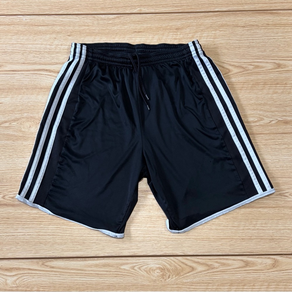 Kids Adidas Black Shorts with White Stripes